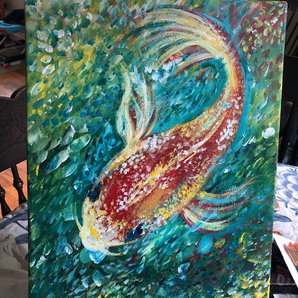 Koi fish painting wall art - Picture 6 of 6
